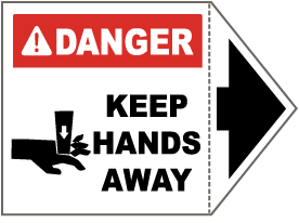 Danger Keep Hands Away Arrow Label