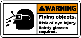 Flying Objects Risk of Eye Injury Label