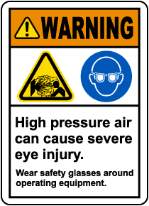 Wear Safety Glasses Around Equipment Label
