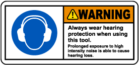 Warning Wear Hearing Protection Label