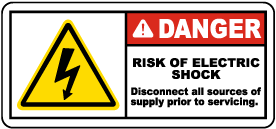 Danger Risk of Electric Shock Label
