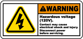 Hazardous Voltage 120V Label