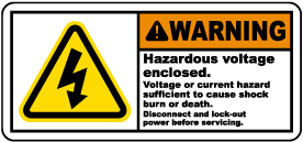 Hazardous Voltage Enclosed Label