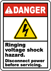 Ringing Voltage Shock Hazard Label