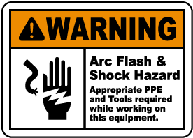 Warning Arc Flash & Shock Hazard Label