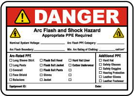 Warning Arc Flash & Shock Hazard Label