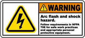 Arch flash and shock hazard follow NFPA 70E.