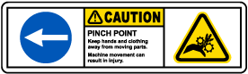 Caution Pinch Point Left Arrow Label
