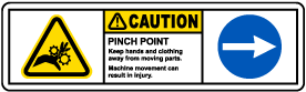 Caution Pinch Point Right Arrow Label