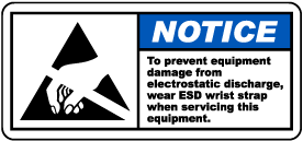 Notice Wear ESD Wrist Strap Label