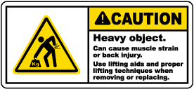 Heavy Object Can Cause Strain Label