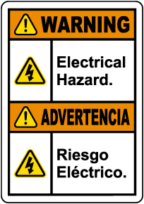 Bilingual Warning Electrical Hazard