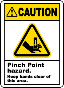 Pinch Point Hazard Keep Clear Label