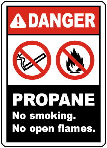 Propane No Smoking No Open Flame Label