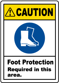 Caution Foot Protection Required Label