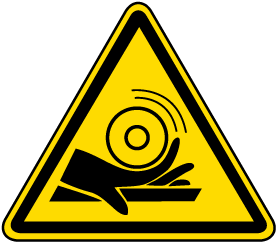 Hand Entanglement / Roller Warning Label