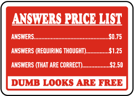 Answer Price List Sign