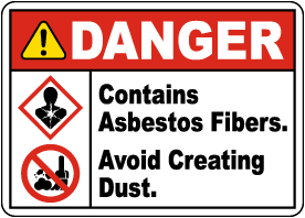 Danger Asbestos Avoid Creating Dust Sign