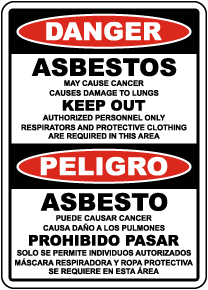Bilingual Danger Asbestos Keep Out Sign