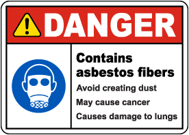 Danger Contains Asbestos Fibers Sign