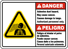Bilingual Danger Asbestos Dust Hazard Sign