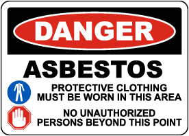 Danger Asbestos PPE required Sign