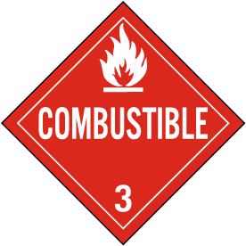 Combustible Class 3 Placard