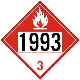 UN # 1993 Class 3 Combustible Liquid Sign