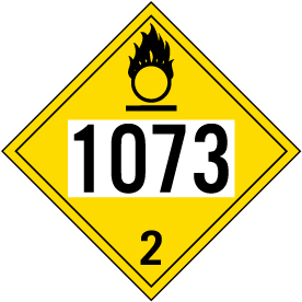 UN# 1073 Class 2 Oxygen Placard