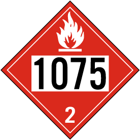 UN # 1075 Flammable Gas Class 2 Placard