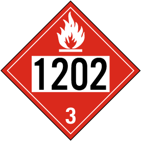 UN # 1202 Flammable Liquid Class 3 Placard