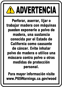 Spanish Raw Wood Product Exposure Point of Sale Warning Sign