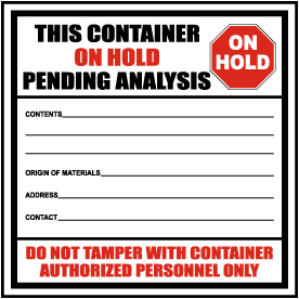 Container Pending Analysis Label