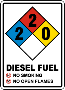 NFPA Diesel Fuel 2-2-0 Sign