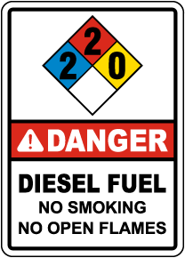 NFPA Danger Diesel Fuel 2-2-0 Sign