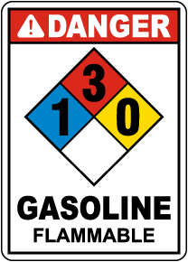 NFPA Danger Gasoline Flammable 1-3-0 Sign