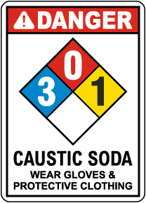 NFPA Danger Caustic Soda 3-0-1 Sign