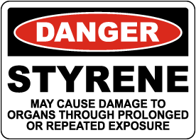 Danger Styrene May Cause Damage To Organs Sign