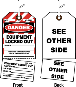 Danger Equipment Locked Out Tag