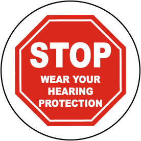 Stop Wear Hearing Protection Floor Sign