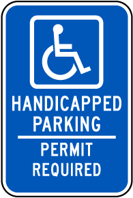 Handicapped Parking Permit Required Sign