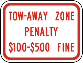 Virginia Tow Away Zone Penalty Sign