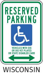Wisconsin Accessible Parking Sign (Double Arrow)