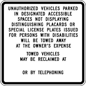 California Accessible Parking Sign