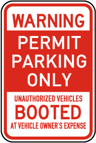 Permit Parking Only Others Booted Sign