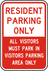 Resident Parking Only Sign