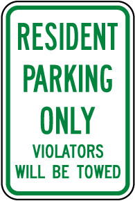 Resident Parking Only Sign