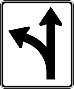 Left and Straight Thru Sign