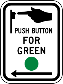 Push Button For Green Left Arrow Sign