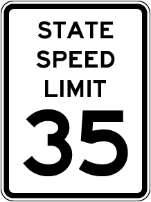 State Speed Limit 35 Sign